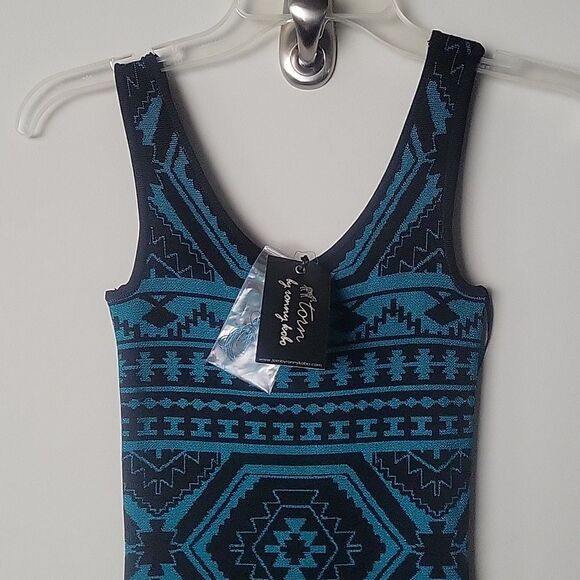 NWT Torn Ronny Kobo XS Amelie Maxi Bodycon Dress Teal fitted Stretchy Sexy Boho - Picture 4 of 12